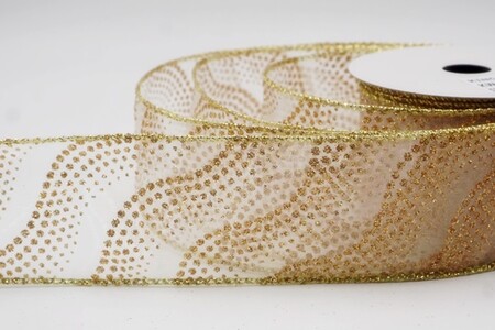 Wit glitterlint met golvend stippenpatroon_KW0475G-1